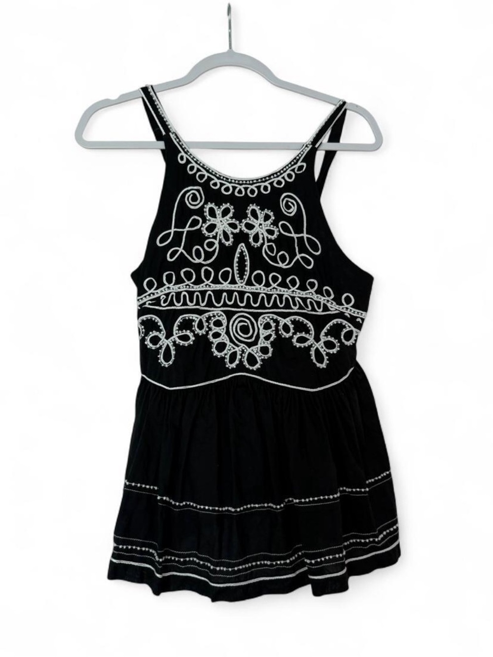 Sfera Black Embroidered beadedSleeveless Women's Top